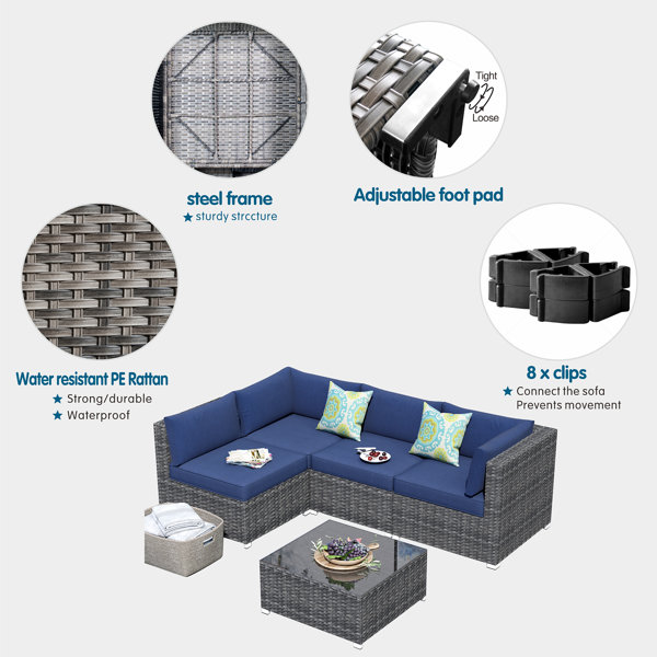 Latitude Run® 5 Piece Sectional Seating Group with Cushions & Reviews